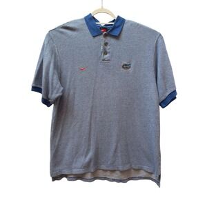 Nike Florida Gators Embroidered Logo Polo‎ Shirt Mens XL Blue Houndstooth Golf